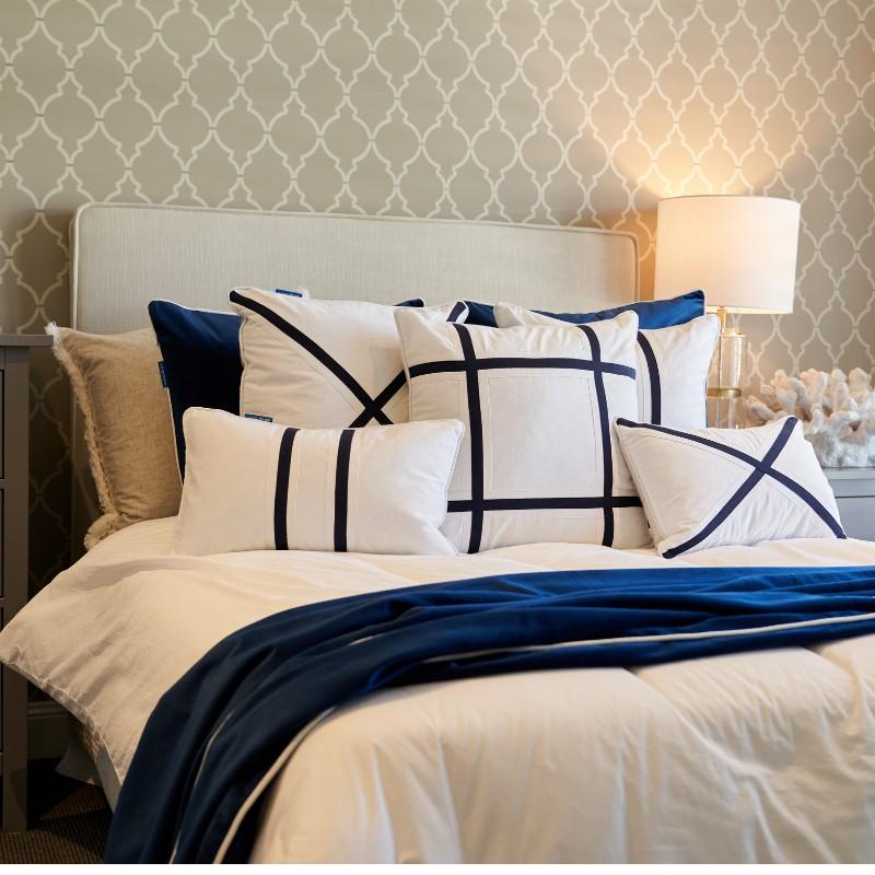 NORTH CAPE Dark Blue and White Twin Strip Cushion Cover| Hamptons Home | Hamptons Home