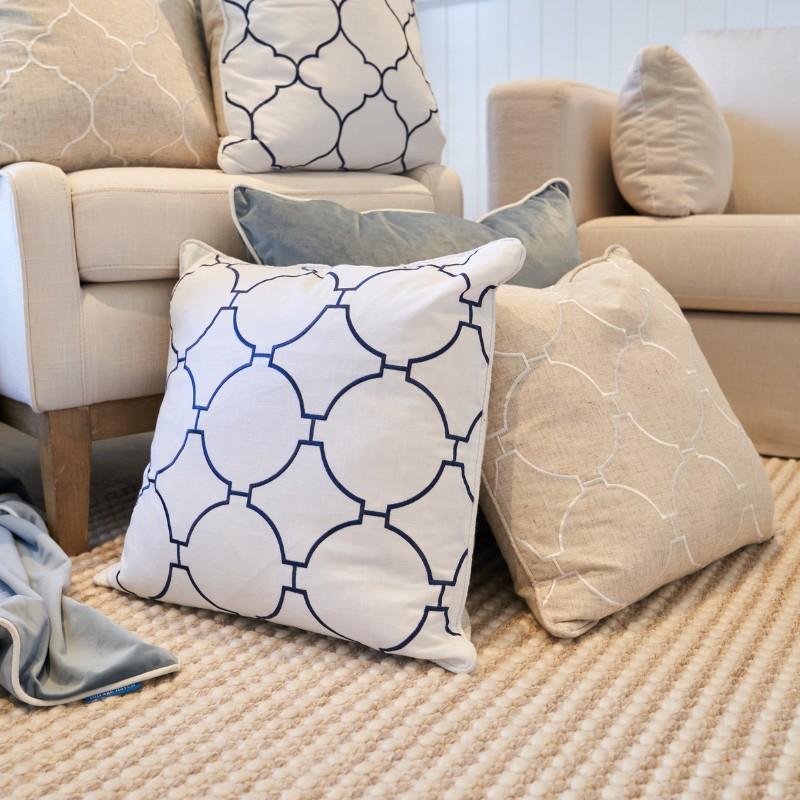 QUINNS White Hampton Link Linen Cushion Cover | Hamptons Home | Hamptons Home