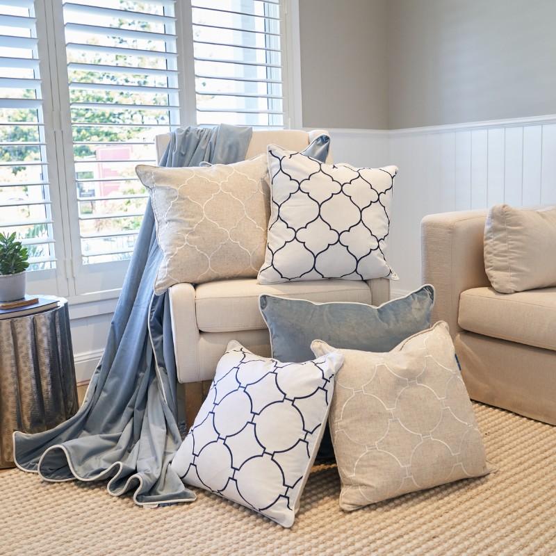 QUINNS Dark Blue and White Hampton Link Cushion Cover | Hamptons Home | Hamptons Home