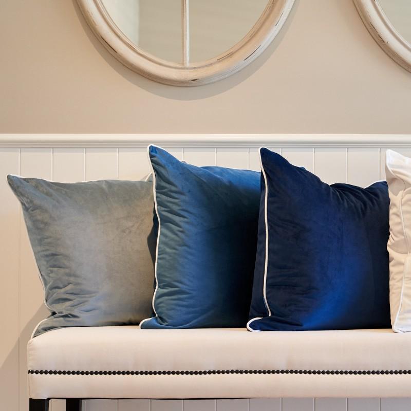 SARINA Indigo Blue Premium Velvet Cushion Cover | Hamptons Home | Hamptons Home