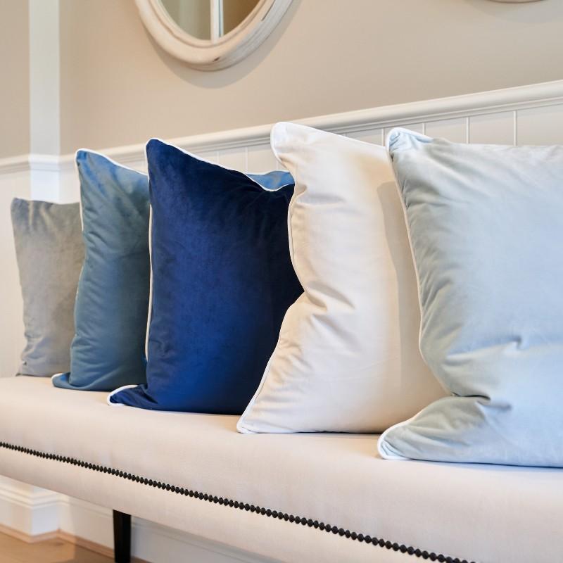 SARINA Sky Blue Premium Velvet Cushion Cover | Hamptons Home | Hamptons Home