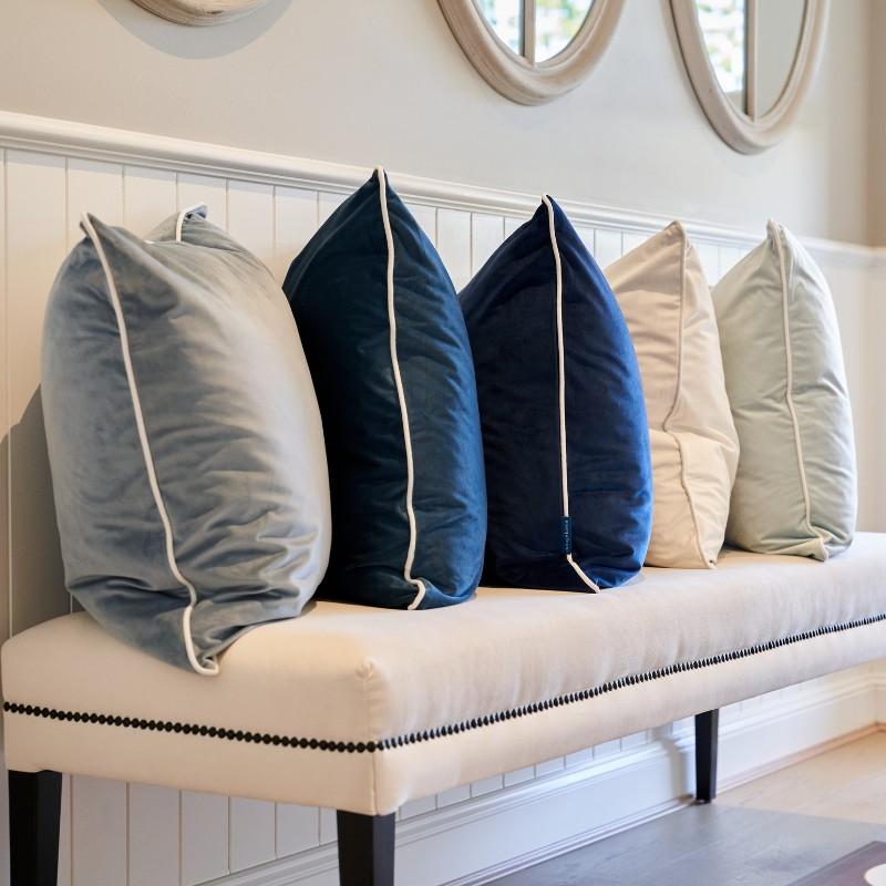 SARINA Duck Egg Blue Premium Velvet Cushion Cover | Hamptons Home | Hamptons Home