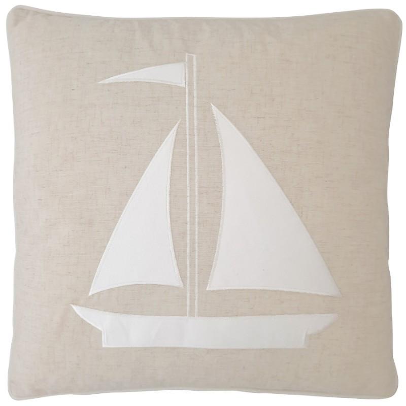 Sailboat Linen and White Kids Cushion Cover | Hamptons Home | Hamptons Home