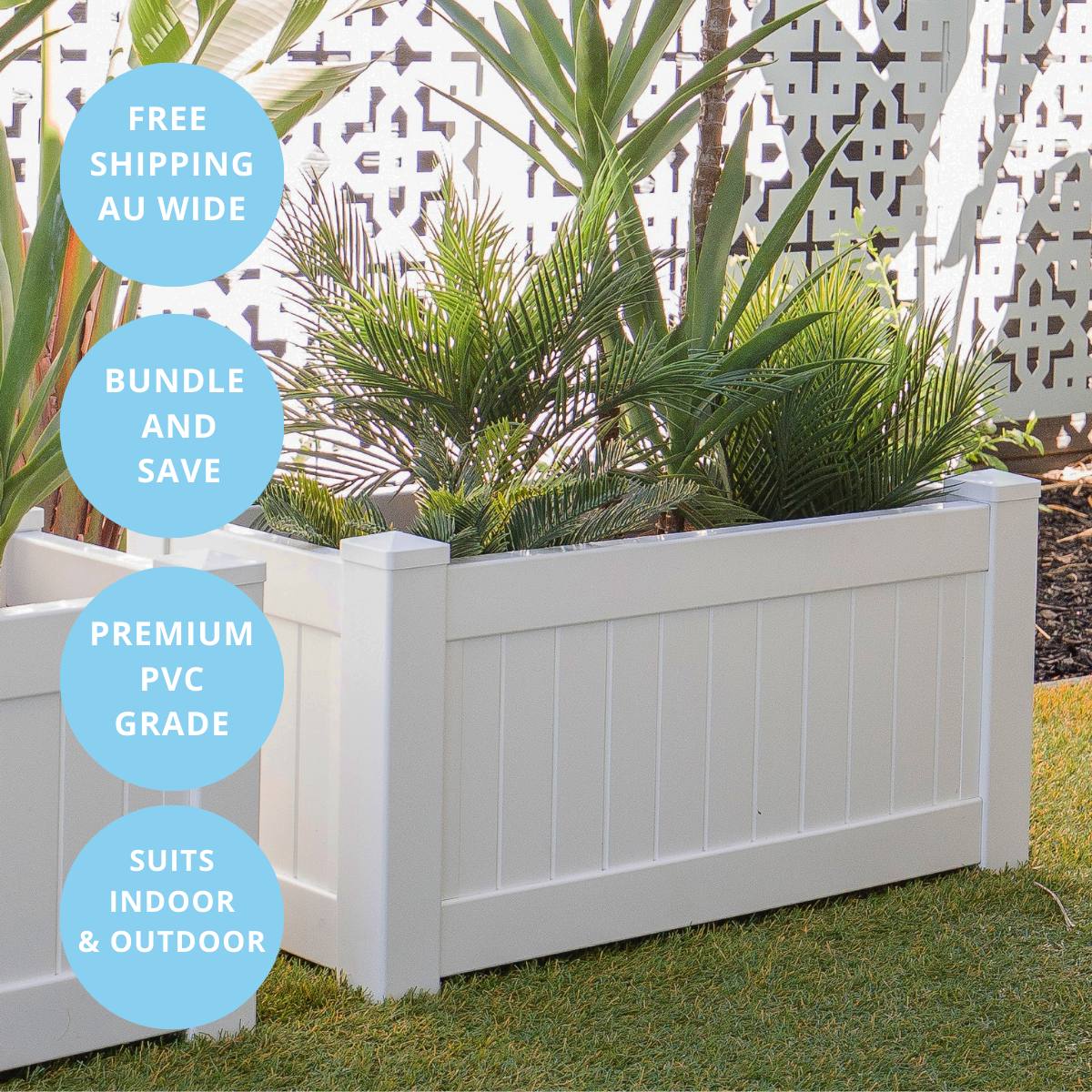 Hamptons Style White Planter Box PVC Rectangle | Hamptons Home | Hamptons Home