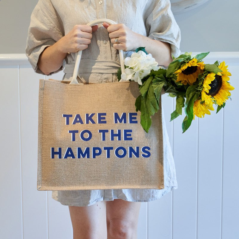 Take Me To The Hamptons™  Jute Tote Bag | Hamptons Home | Hamptons Home