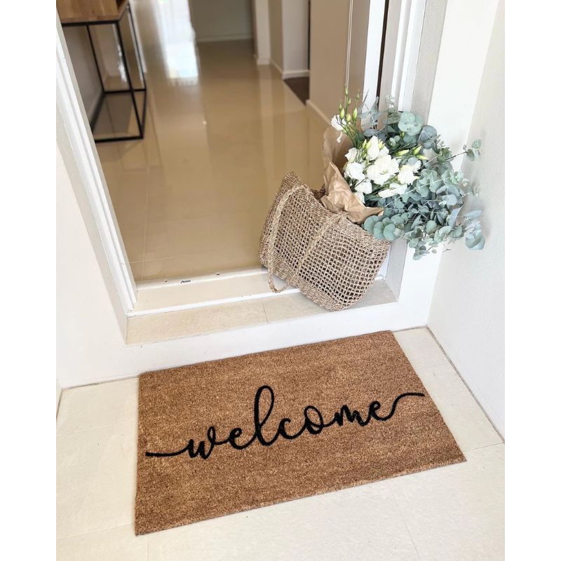 Welcome Embossed Coir Doormat | Hamptons Home