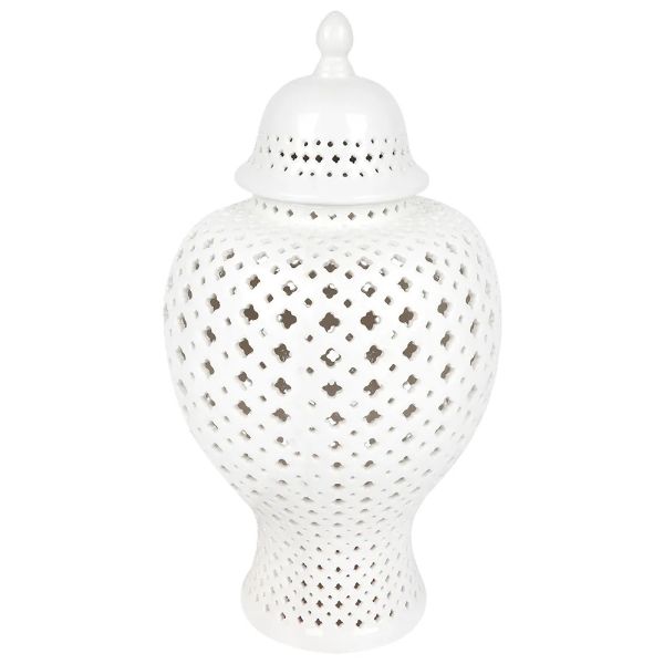 White Small Minx Temple Jar 39 cm H | Hamptons Home | Hamptons Home