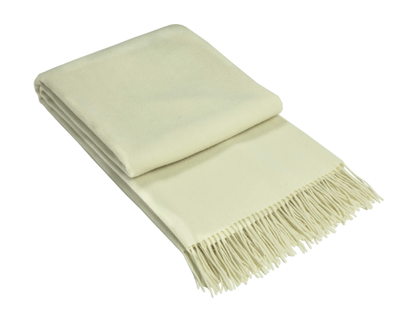 Astor Ivory Cashmere and Superfine Merino Wool Throw Blanket Online | Hamptons Home