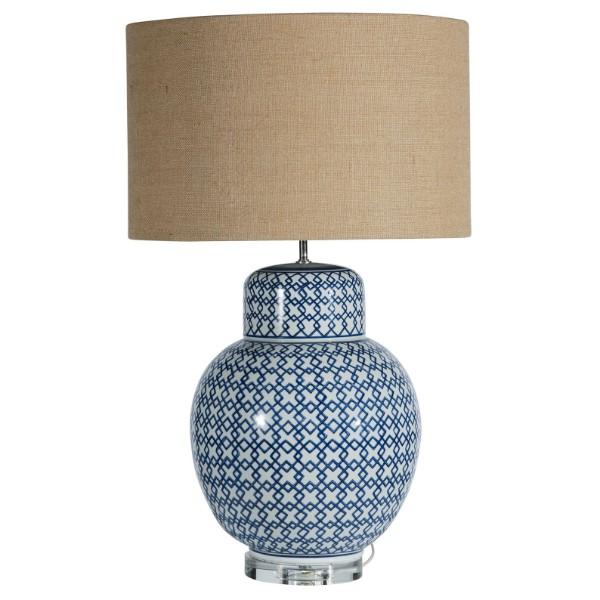 Montauk White Navy and Natural Bedside Table Lamp | Hamptons Home | Hamptons Home