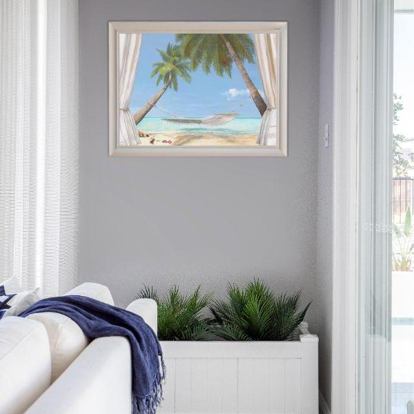 Hamptons Beach White Hammock Coconut Trees Framed Wall | Hamptons Home | Hamptons Home
