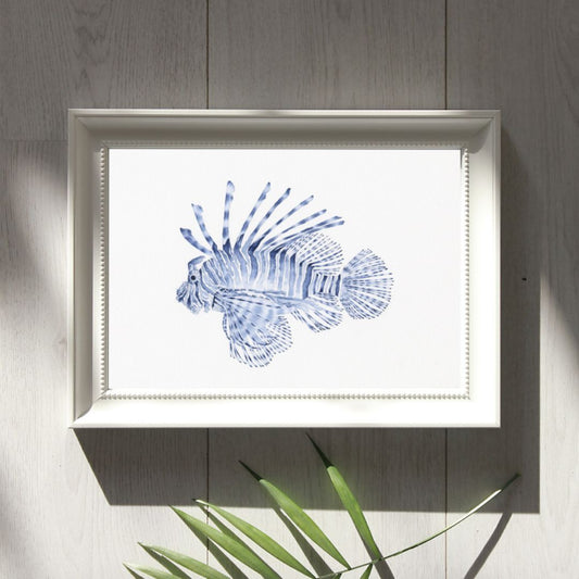 Lionfish Blue and White Art Print | Hamptons Home | Hamptons Home